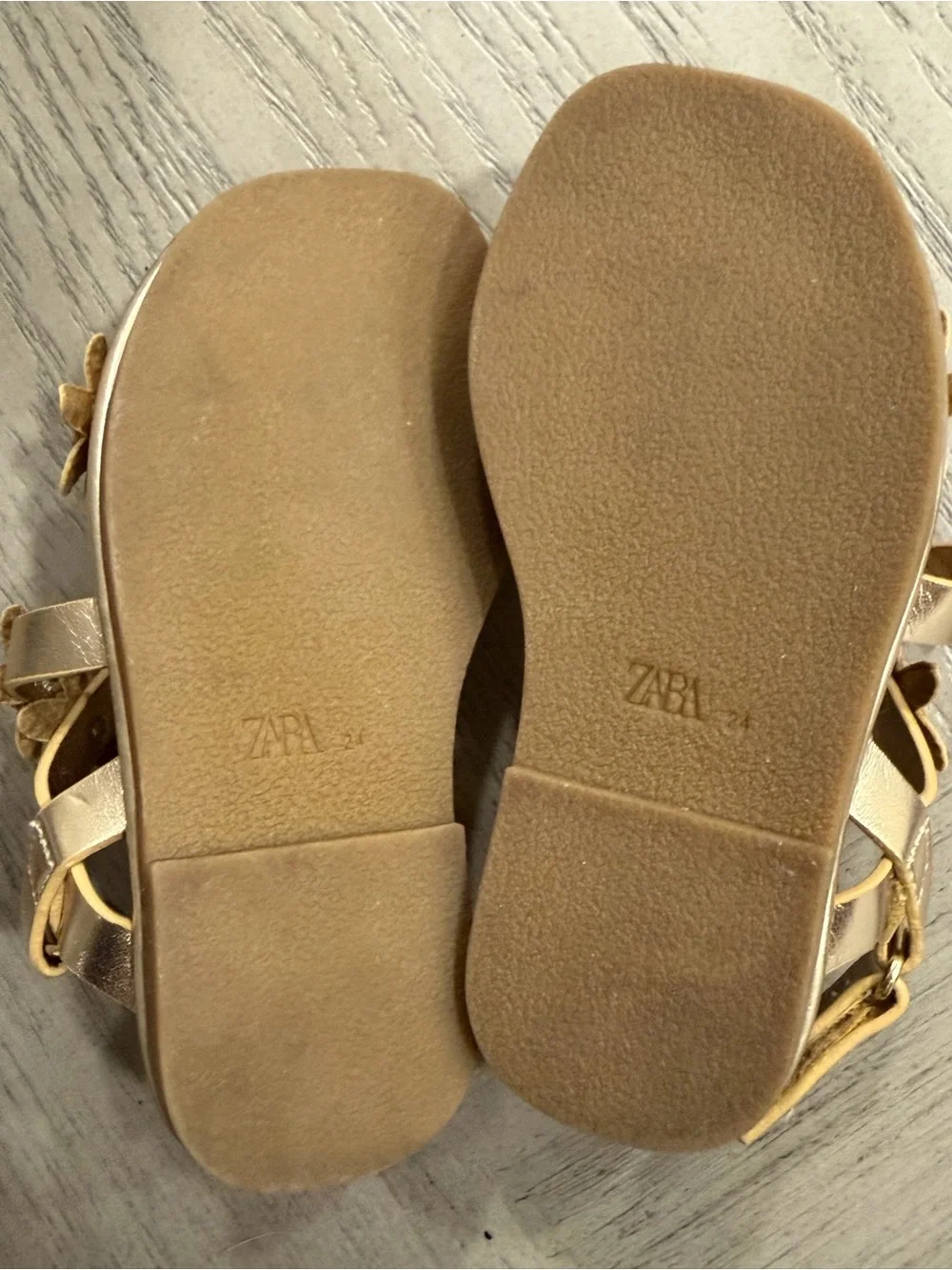 Zara Gold Floral Strap Kids Sandals